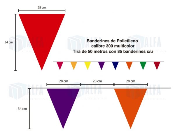 Diagrama banderines multicolor