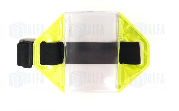 Portagafete de brazo reflejante con cinta elastica de seguridad